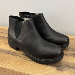 Alegria Shayne Leather Ankle Boots Lug Sole Black Women’s